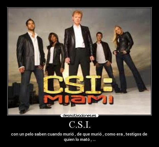 C.S.I. - con un pelo saben cuando murió , de que murió , como era , testigos de 
quien lo mató , ...