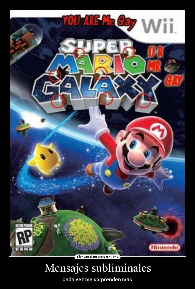 carteles mensajessubliminalesmariosuper mario galaxy desmotivaciones