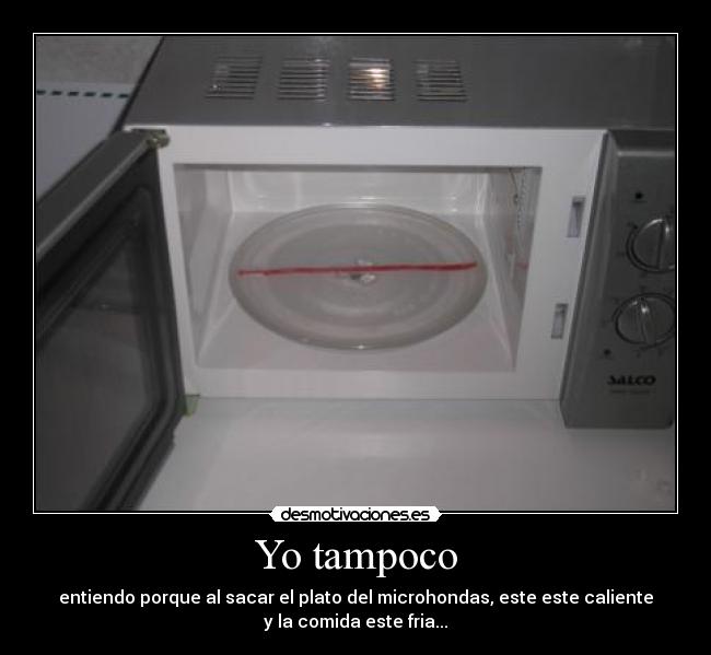 Yo tampoco - entiendo porque al sacar el plato del microhondas, este este caliente
y la comida este fria...