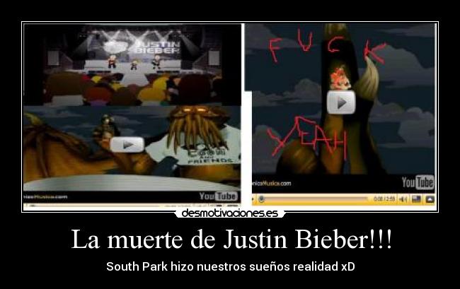 La muerte de Justin Bieber!!! - South Park hizo nuestros sueños realidad xD