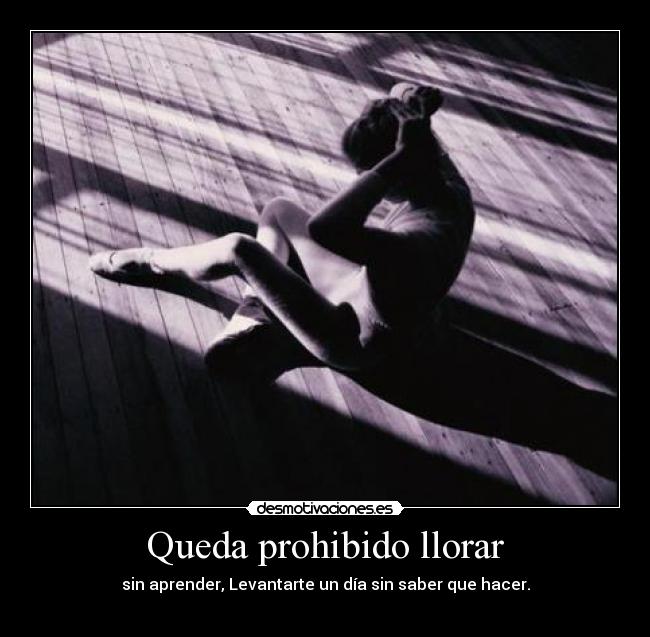 Queda prohibido llorar - sin aprender, Levantarte un día sin saber que hacer.