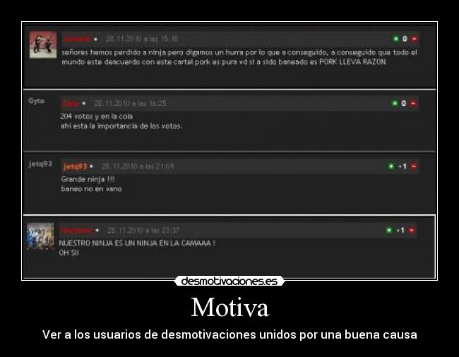 Motiva - Ver a los usuarios de desmotivaciones unidos por una buena causa