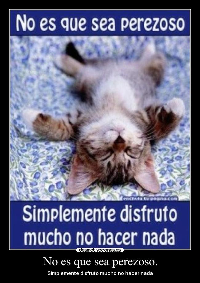 No es que sea perezoso. - Simplemente disfruto mucho no hacer nada
