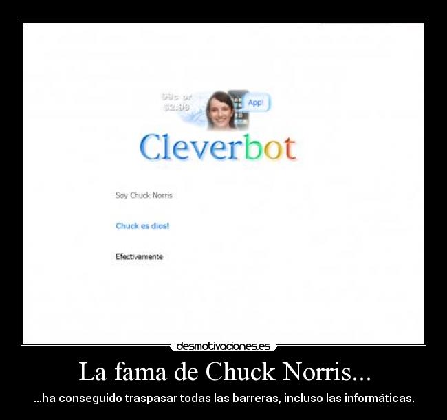 La fama de Chuck Norris... - ...ha conseguido traspasar todas las barreras, incluso las informáticas.