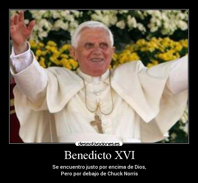 Benedicto XVI - Se encuentro justo por encima de Dios,
Pero por debajo de Chuck Norris