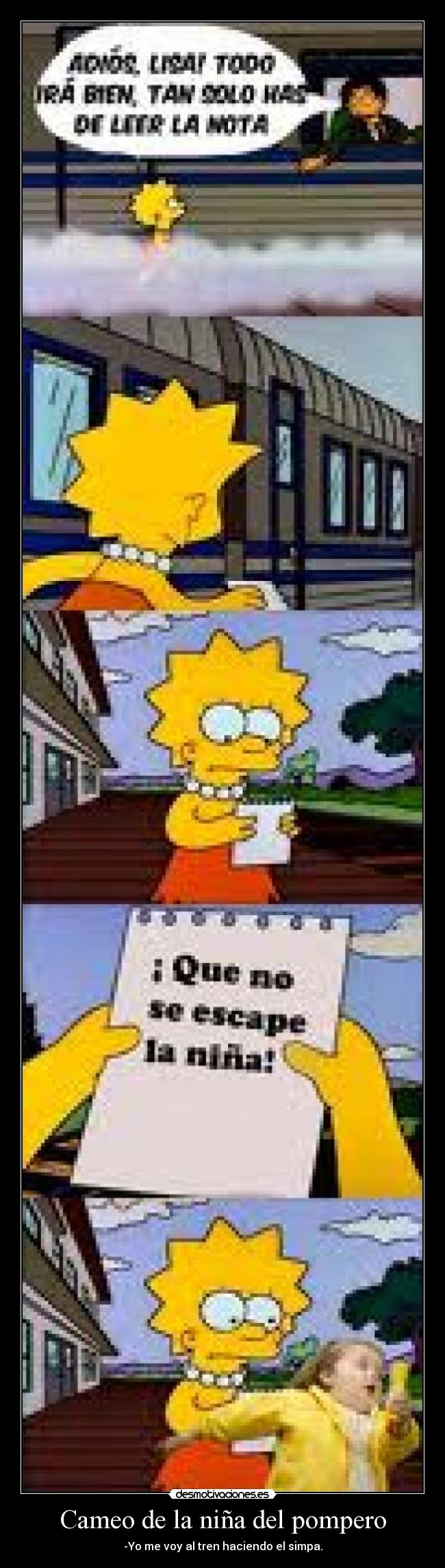 carteles allenfreeman1994 nina del pompero cameo los simpsons lisa nota sustituto tren simpa desmotivaciones