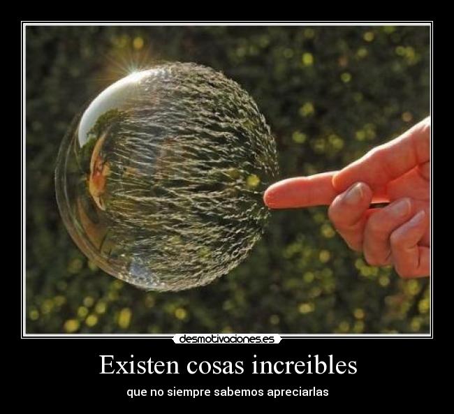 Existen cosas increibles - que no siempre sabemos apreciarlas