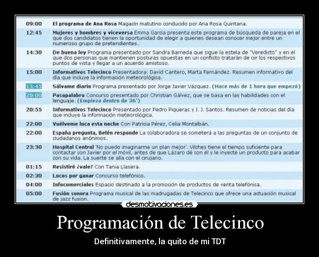 carteles telecinco programacion television tdt canal desmotivaciones