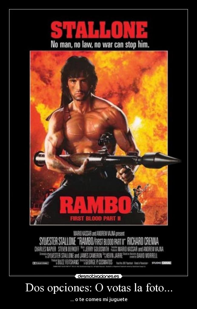 Dos opciones: O votas la foto... - ... o te comes mi juguete