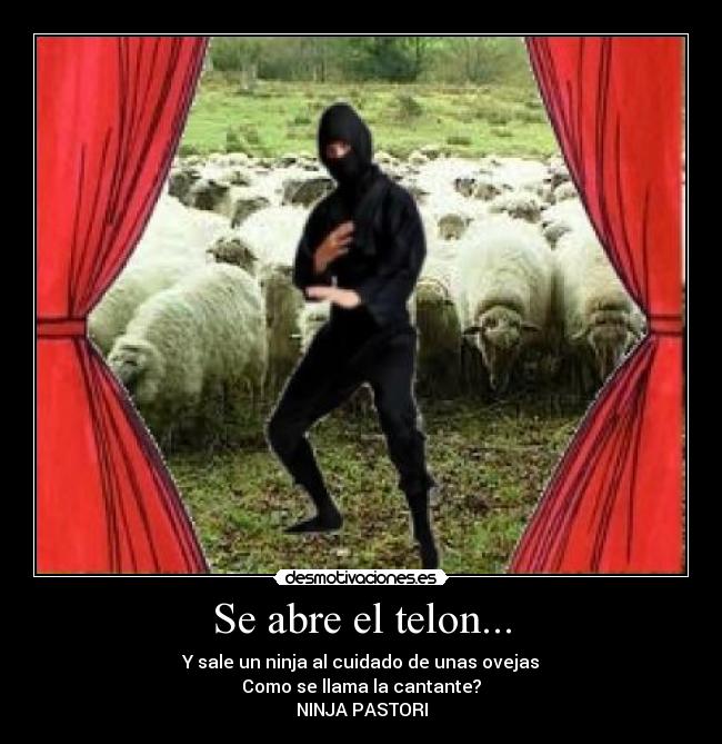 Se abre el telon... - Y sale un ninja al cuidado de unas ovejas
Como se llama la cantante?
NINJA PASTORI