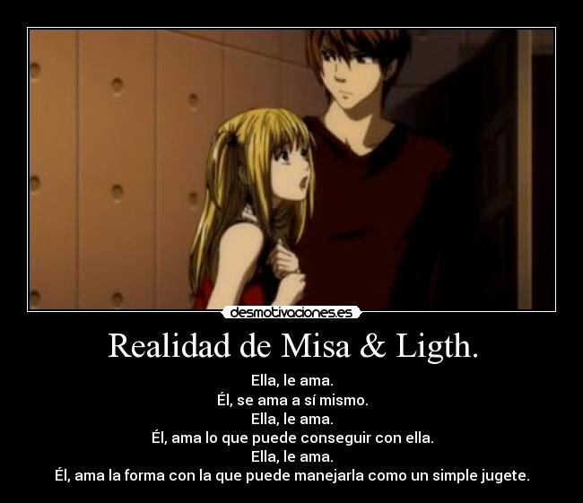 carteles misa amane ligth yagami realidad death note amor interes el ella jugete usar desmotivaciones