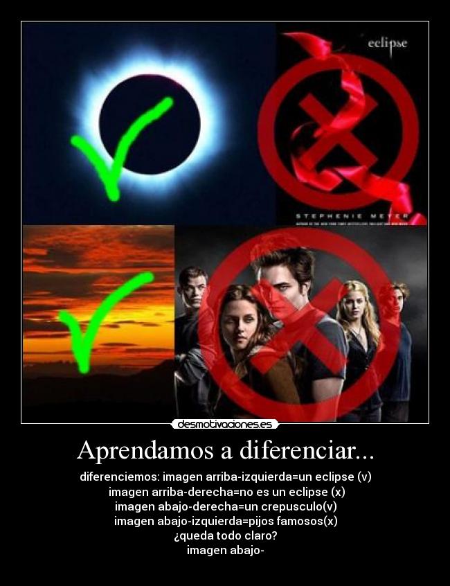 carteles pijos eclipse crepusculo diferencias desmotivaciones