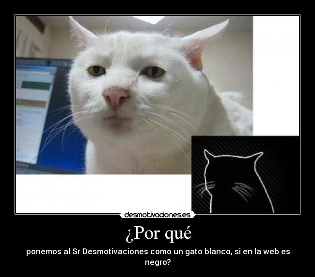 ¿Por qué - ponemos al Sr Desmotivaciones como un gato blanco, si en la web es negro?