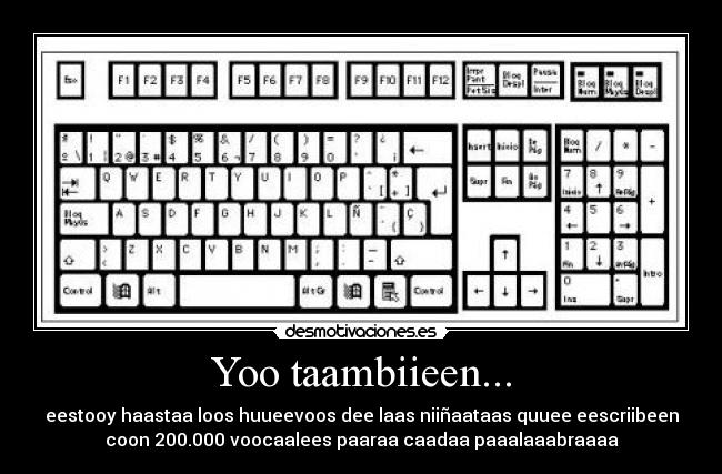 Yoo taambiieen... - eestooy haastaa loos huueevoos dee laas niiñaataas quuee eescriibeen
coon 200.000 voocaalees paaraa caadaa paaalaaabraaaa
