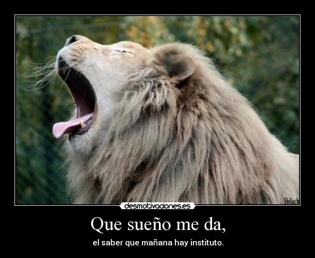 Que sueño me da, - el saber que mañana hay instituto.
