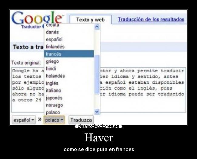 Haver - como se dice puta en frances