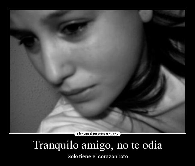 Tranquilo amigo, no te odia - Solo tiene el corazon roto