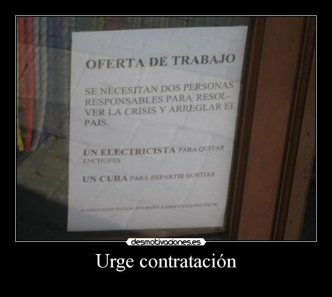 Urge contratación -