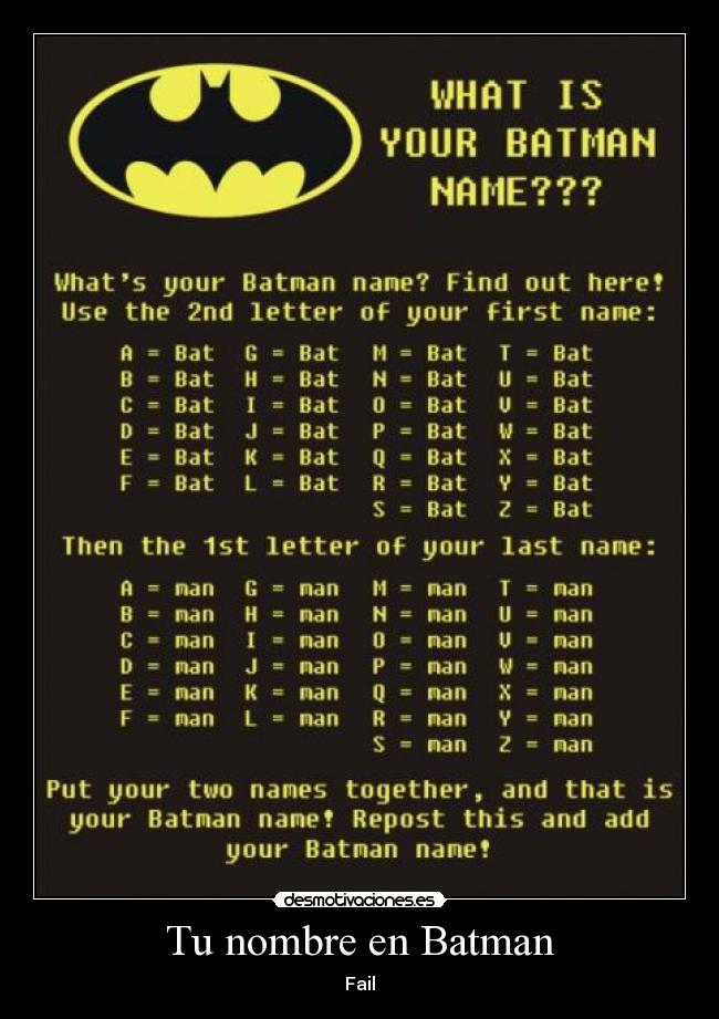 Tu nombre en Batman - Fail