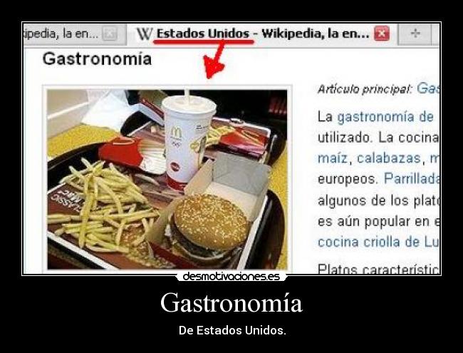 Gastronomía - De Estados Unidos.