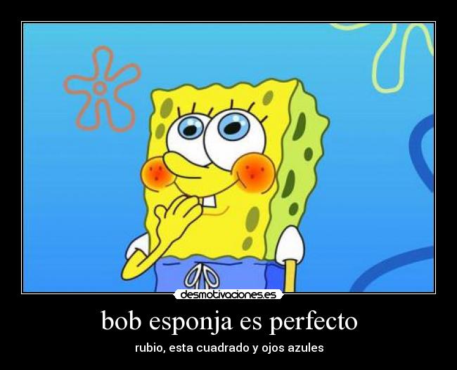 bob esponja es perfecto - rubio, esta cuadrado y ojos azules