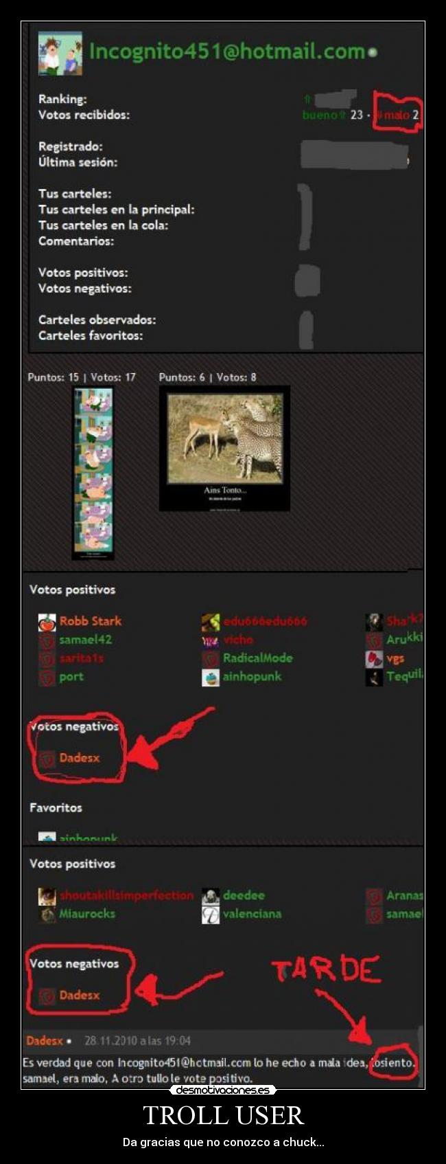 TROLL USER - Da gracias que no conozco a chuck...