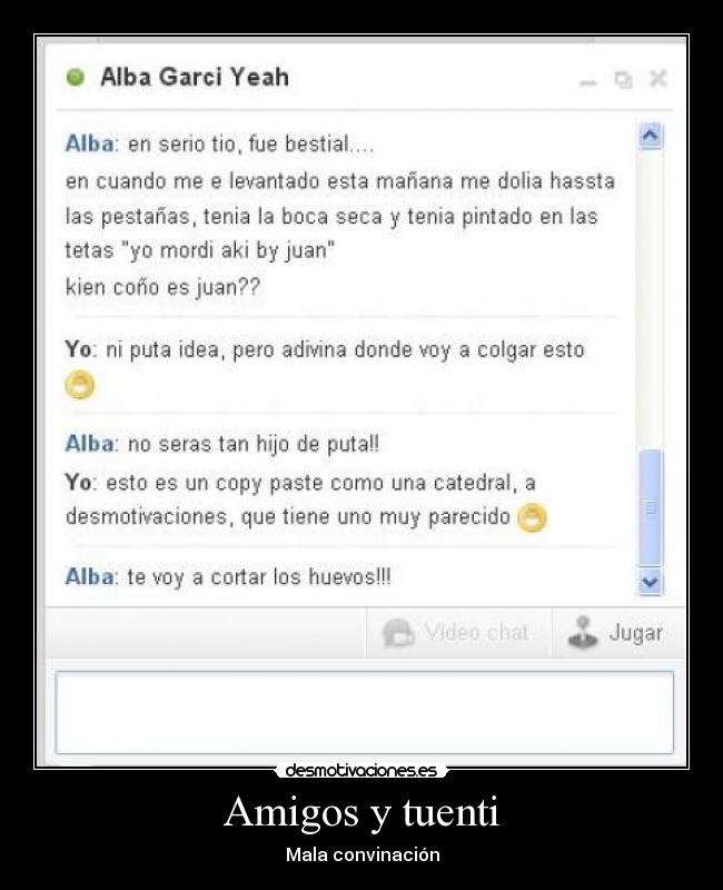 Amigos y tuenti - Mala convinación