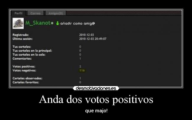 Anda dos votos positivos - que majo!