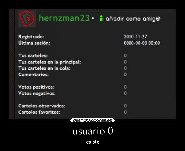 usuario 0 - existe