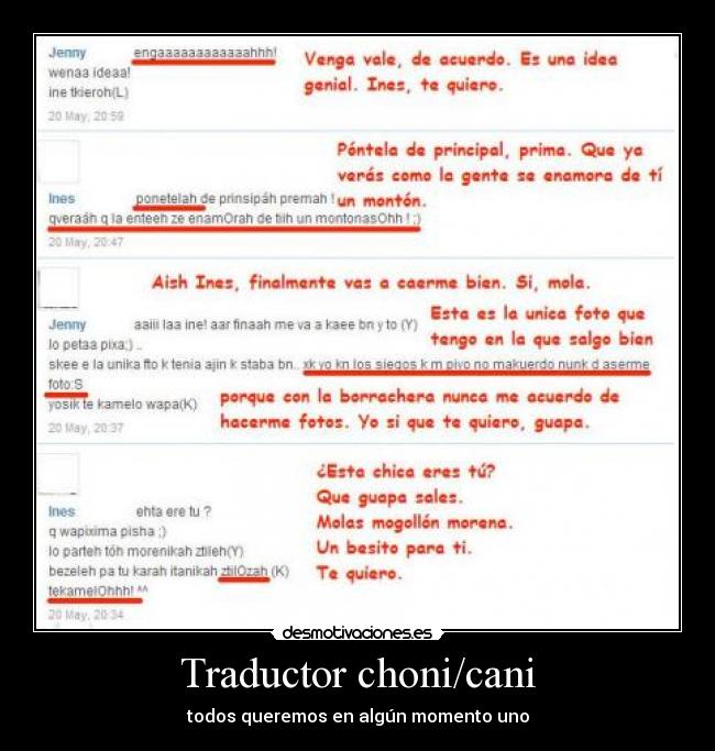 Traductor choni/cani - todos queremos en algún momento uno