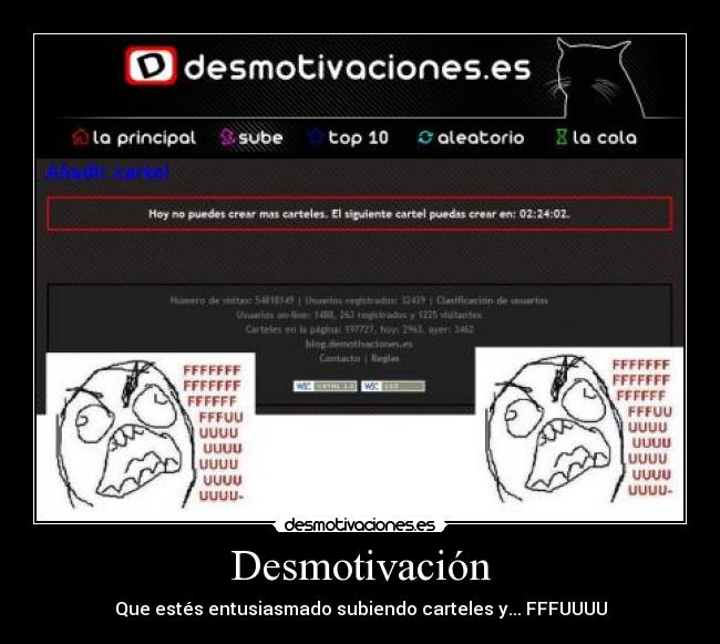 Desmotivación - Que estés entusiasmado subiendo carteles y... FFFUUUU