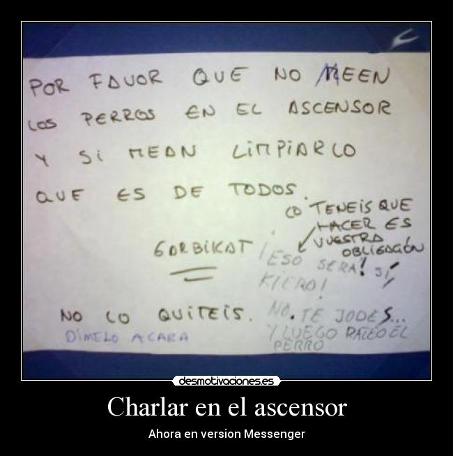 Charlar en el ascensor - Ahora en version Messenger