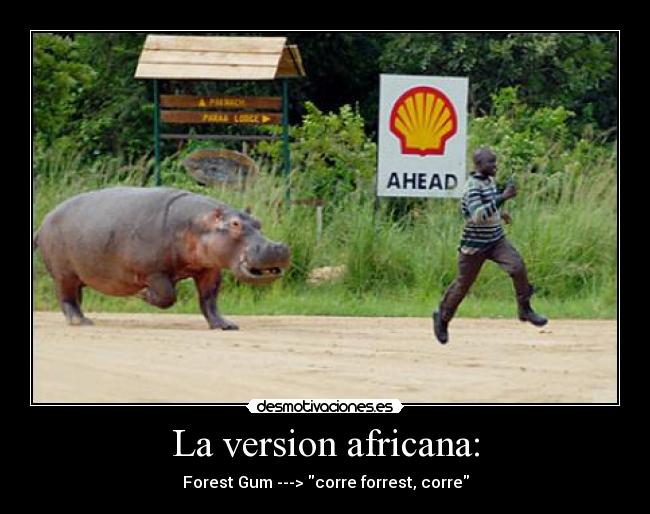 La version africana: - Forest Gum ---> corre forrest, corre