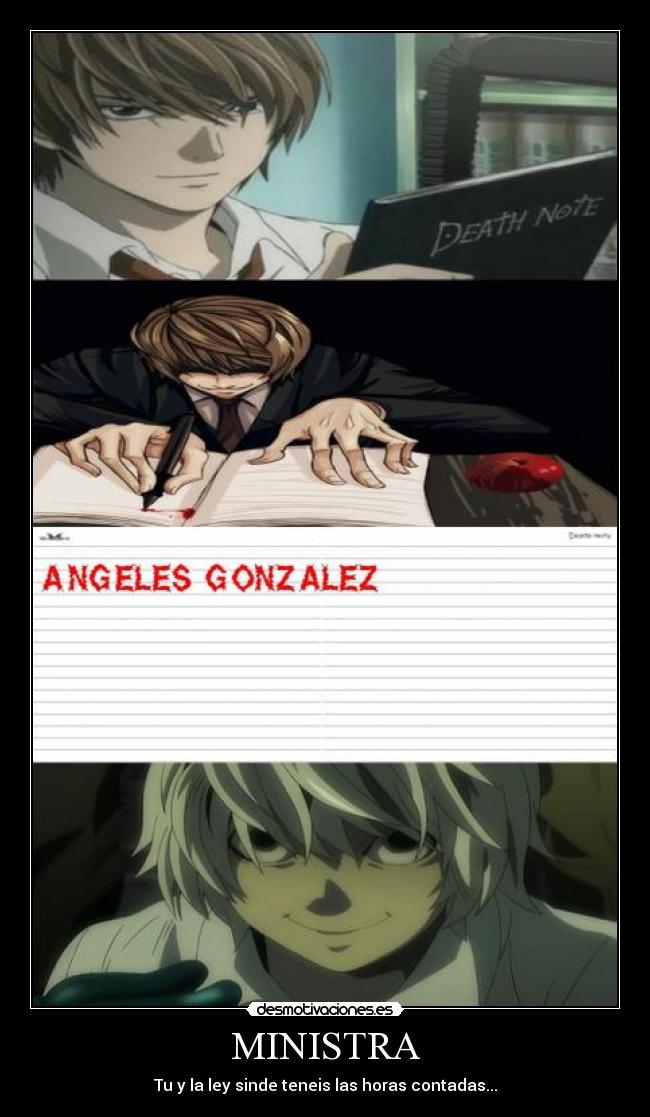 carteles ley sinde ministra angeles gonzalez kira death note desmotivaciones