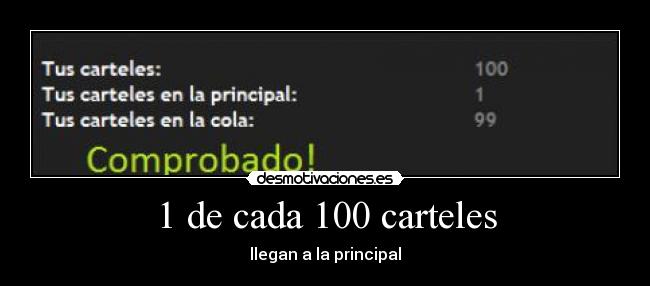 1 de cada 100 carteles - llegan a la principal