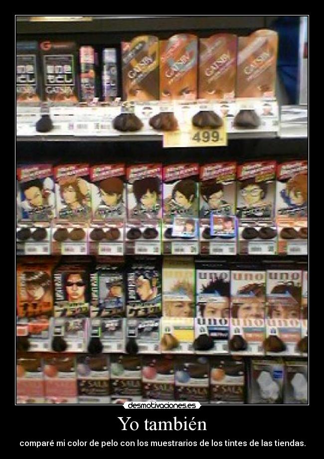Yo también - comparé mi color de pelo con los muestrarios de los tintes de las tiendas.