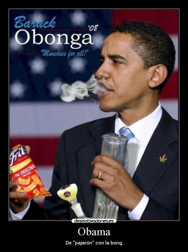 Obama - De pajarón con la bong.