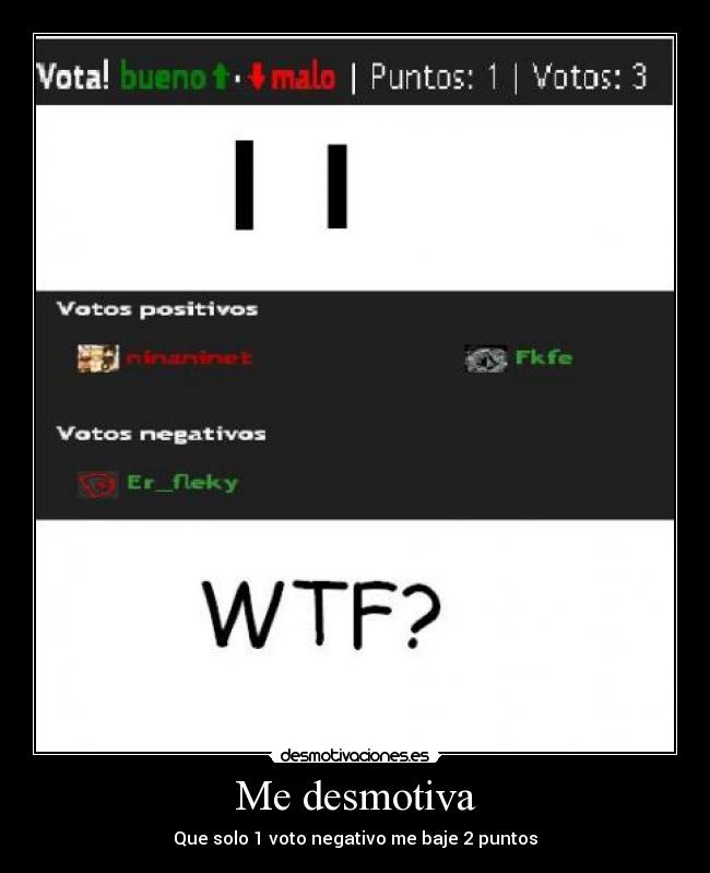 Me desmotiva - Que solo 1 voto negativo me baje 2 puntos