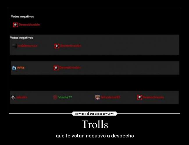 Trolls - que te votan negativo a despecho