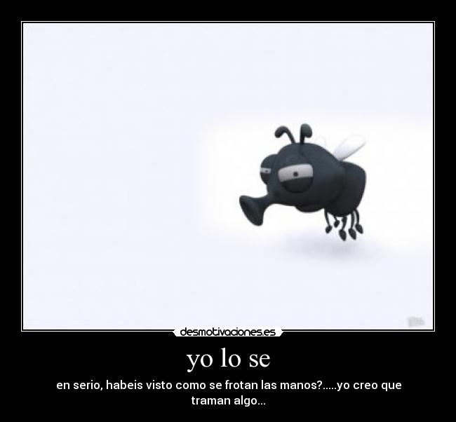 yo lo se - en serio, habeis visto como se frotan las manos?.....yo creo que traman algo...