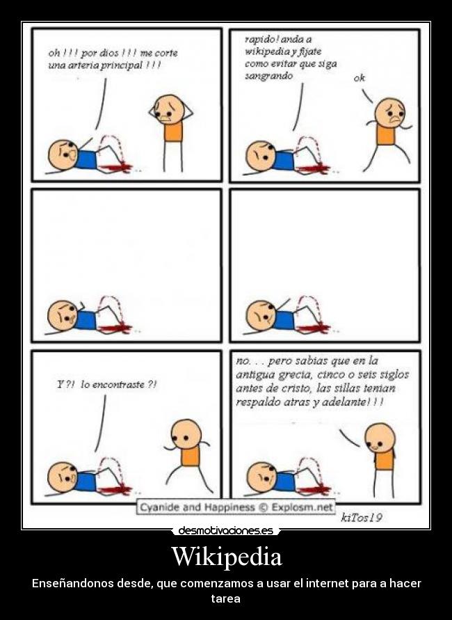 Wikipedia - Enseñandonos desde, que comenzamos a usar el internet para a hacer tarea