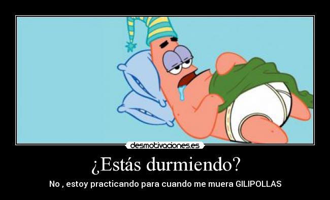 ¿Estás durmiendo? - No , estoy practicando para cuando me muera GILIPOLLAS