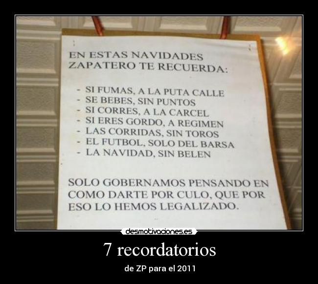 7 recordatorios - de ZP para el 2011