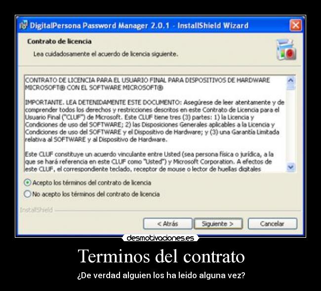 carteles terminos contrato nadie los lee desmotivaciones