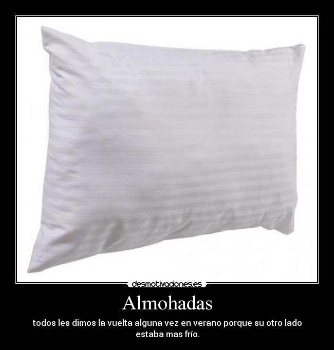 Almohadas - todos les dimos la vuelta alguna vez en verano porque su otro lado estaba mas frío.