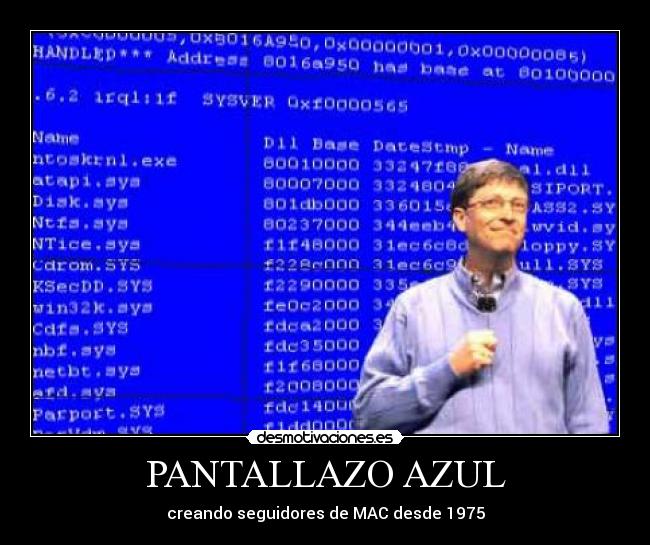 PANTALLAZO AZUL - creando seguidores de MAC desde 1975