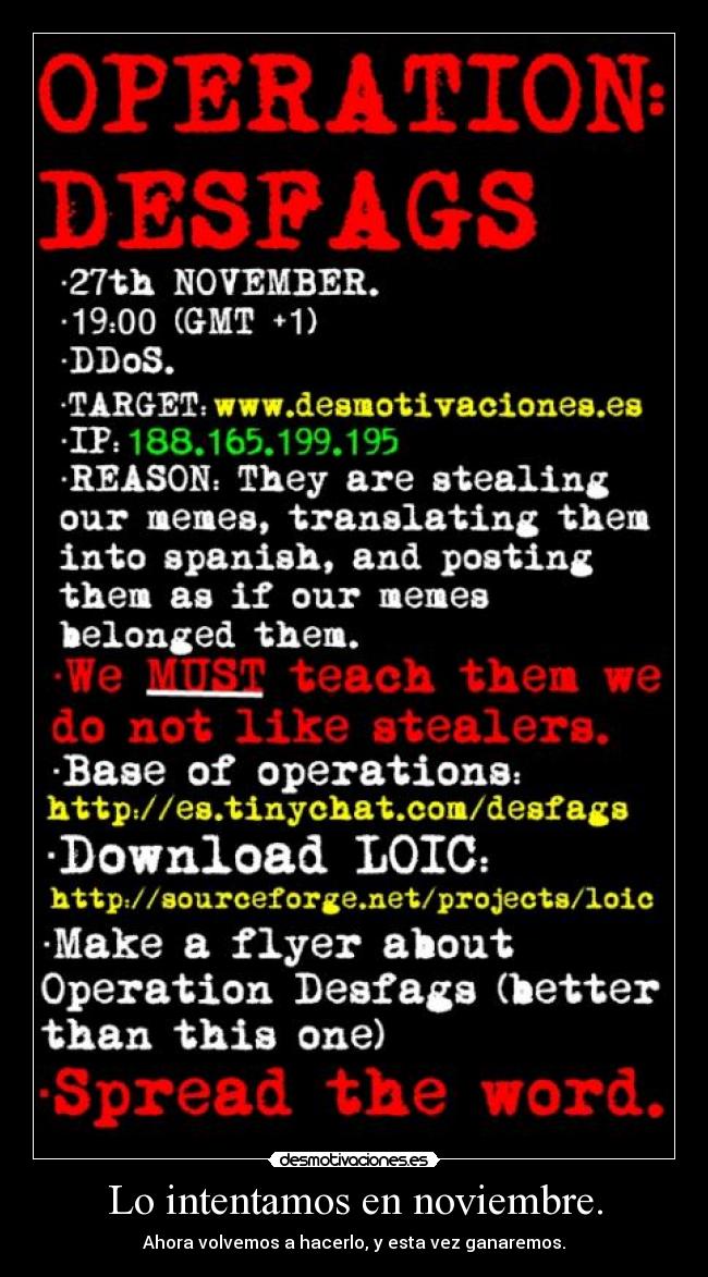 Lo intentamos en noviembre. -