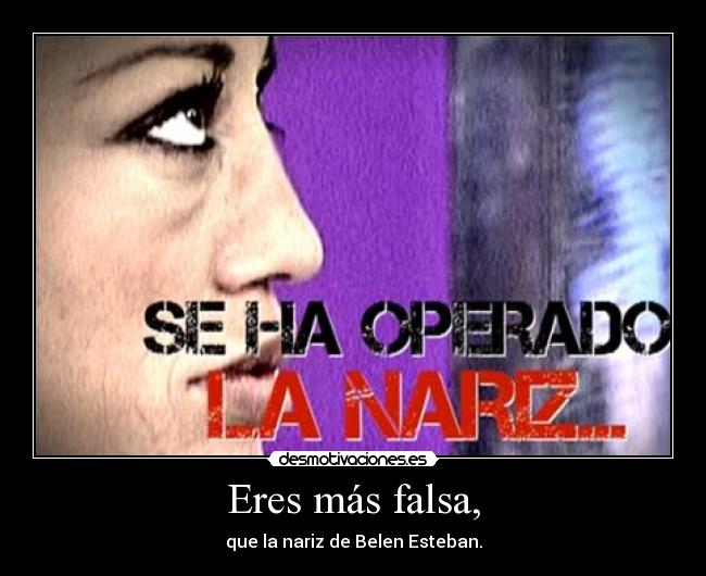 Eres más falsa, - que la nariz de Belen Esteban.