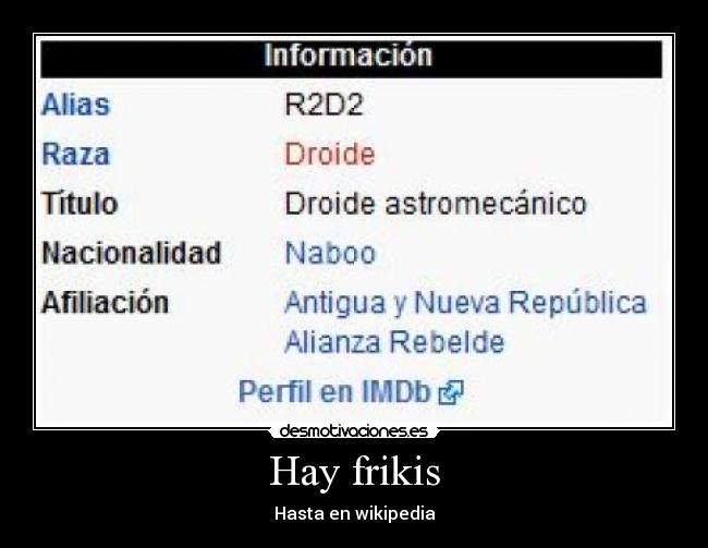 Hay frikis - Hasta en wikipedia