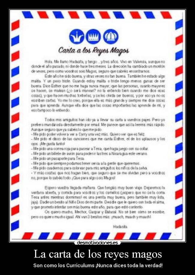 La carta de los reyes magos -